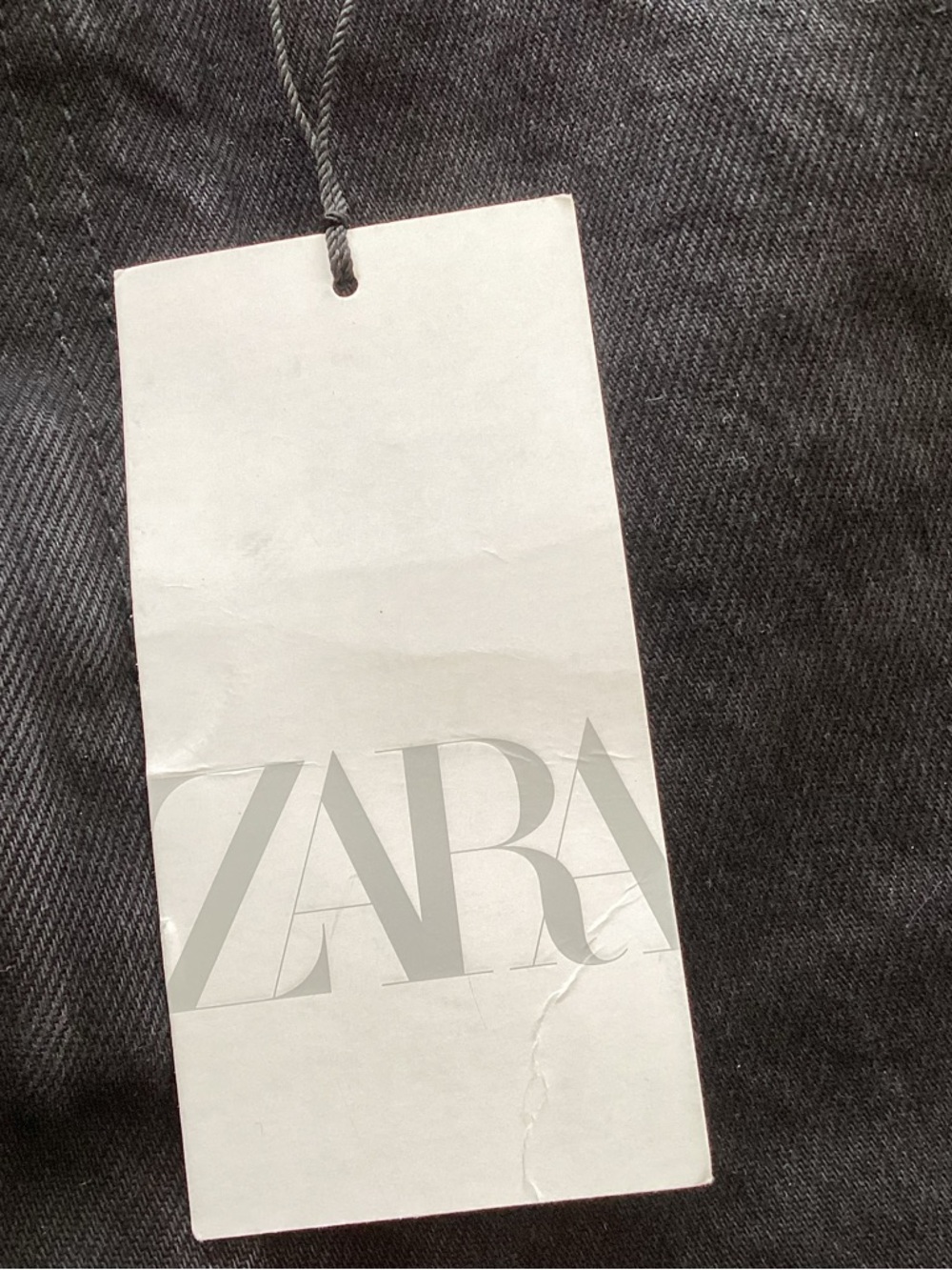Zara Black Denim High-Rise Wide Leg Full Length Jeans Raw Hem Size 10 - Picture 7 of 13